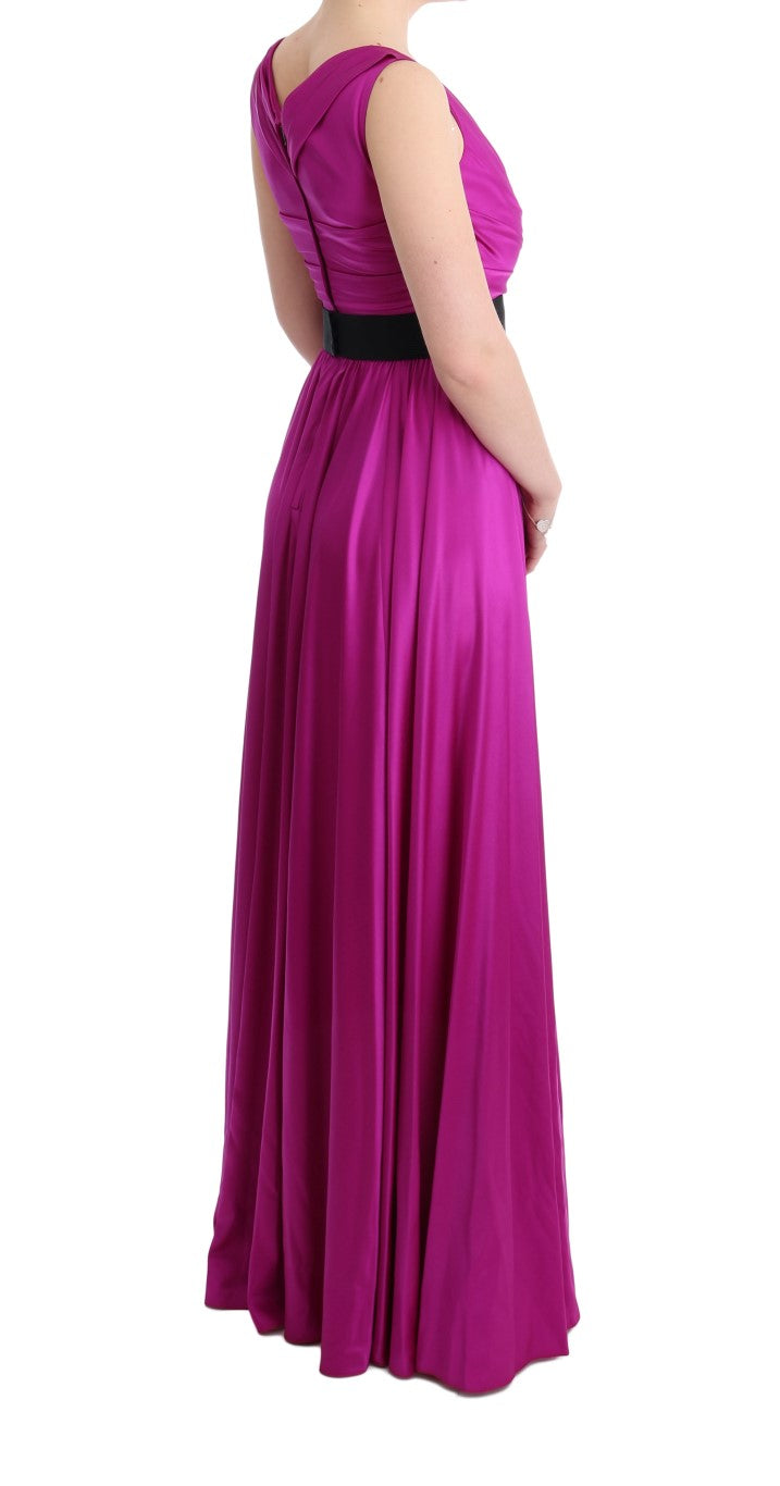 Dolce & Gabbana long pink silk stretch shift dress